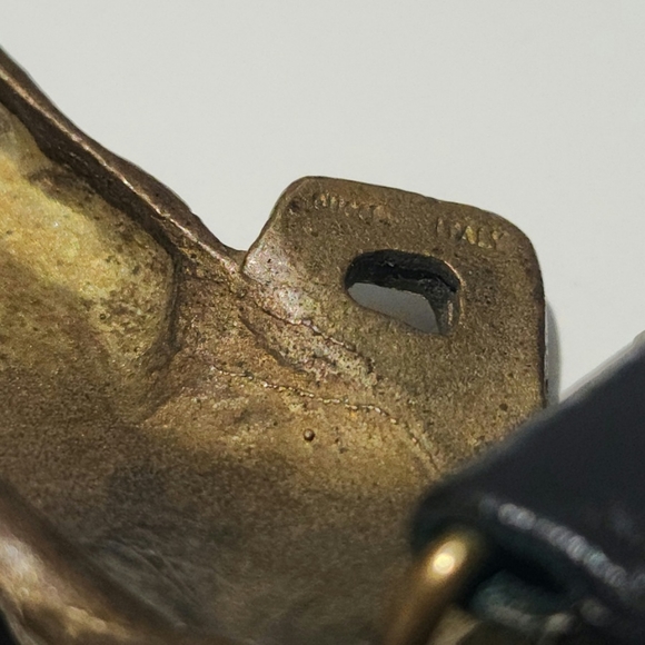 Rare Vintage x 70s Gucci Double Horse Head Bronze Buckle Leather Belt - Picture 8 of 10